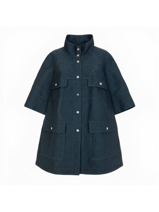 Chanel Jackets & Blazers - Chanel Camellia CC Logo Navy Polyester Silk Coat A3